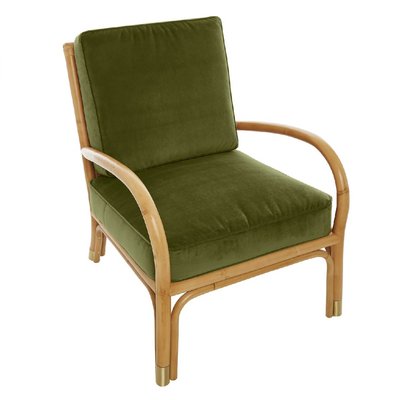 Fauteuil rotin et velours RIVIERA KOK