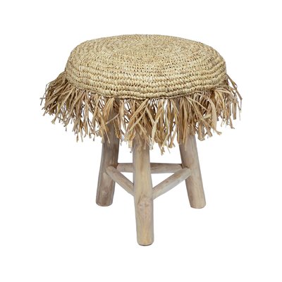 Tabouret en teck et en jute NOW'S HOME