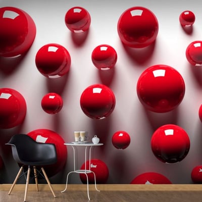Papier peint intissé panoramique 3D et Perspective Red Balls EDEN