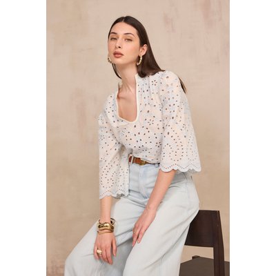 Blouse brodée à manches larges en coton DESILIA Maison 123