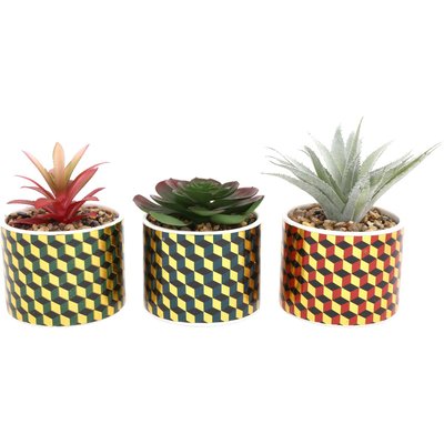 Plantes succulentes artificielles Cubic (Lot de 3) JARDINDECO