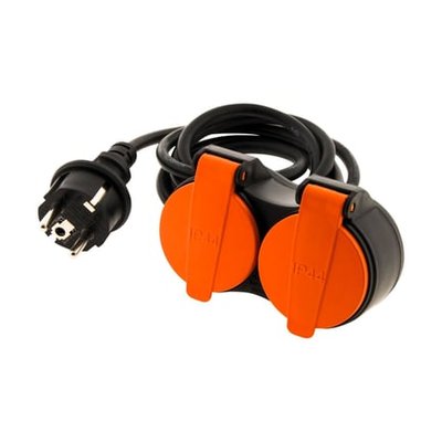 Rallonge Bi-tête Étanche Extérieur Ip44 2 Pôles + Terre 5 M ZENITECH