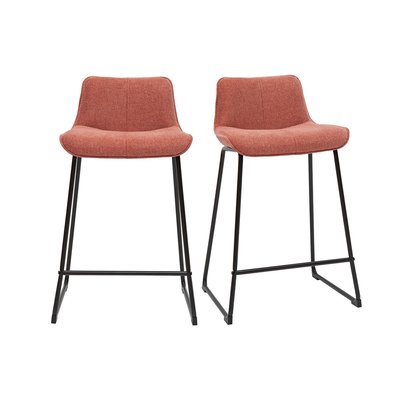 Tabourets de bar en tissu effet velours texturé pieds métal H65 cm (lot de 2) BOOST MILIBOO