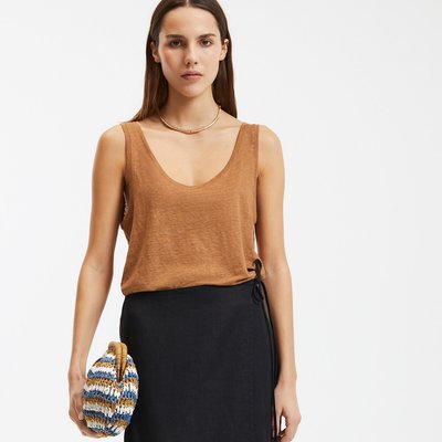 Canotta ampia in lino, scollo rotondo LA REDOUTE COLLECTIONS