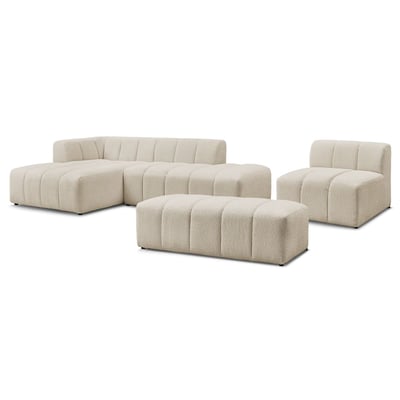 Canapé modulable 5 places en tissu bouclette, ANNECY BOBOCHIC