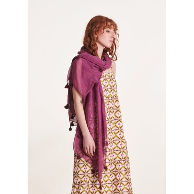 Foulard uni pompons LA FEE MARABOUTEE