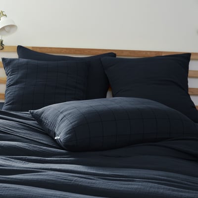 Taie d'oreiller gaze de coton Match TERRE DE NUIT