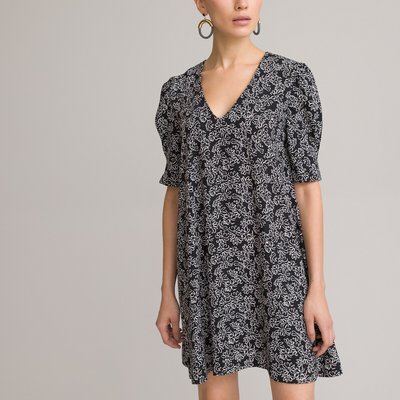 Robe courte col V manches courtes imprimé floral LA REDOUTE COLLECTIONS