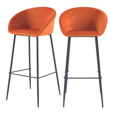 Lot de 2 chaises de bar en velours - MARQUISE RENDEZ-VOUS DÉCO