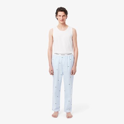 Pantalon de pyjama coton rayé imprimé LACOSTE