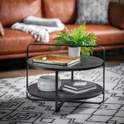Morbi Industrial Round Two Tier Coffee Table with Handle SO'HOME