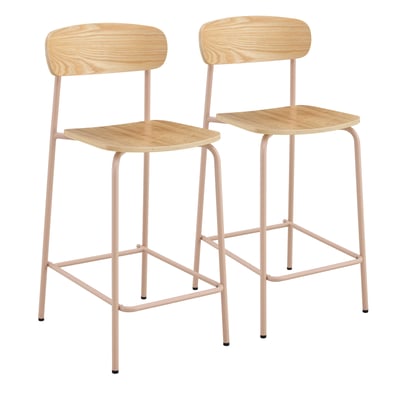 Lot de 2 chaises hautes en métal et bois, LILA OVIALA