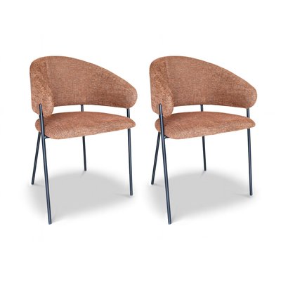 Lot de 2 fauteuils de table en tissu et pieds en métal, EROS NOW'S HOME