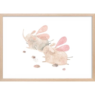 Affiche enfant elephants libellule HEXOA