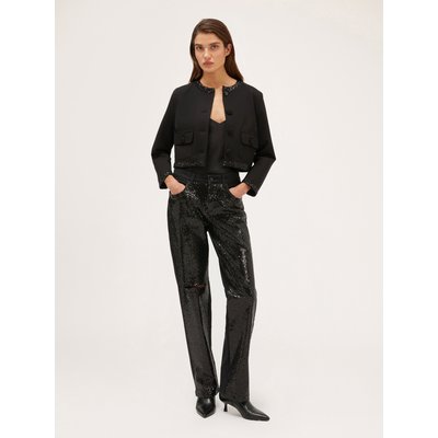 Jean wide en denim de coton élasthanne entièrement recouvert de paillettes MOTIVI