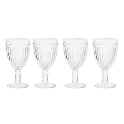 Set of 4 Fluted Embossed Wine Glasses SO'HOME