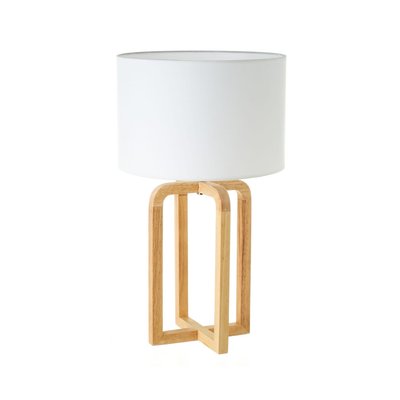 Lampe à poser chêne et abat-jour blanc - 30x30x52cm WADIGA