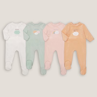 4er-Pack Samt-Strampler mit Wolkenmotiv LA REDOUTE COLLECTIONS