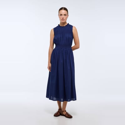 Robe longue smockée unie en coton BIO GOTS MONOPRIX