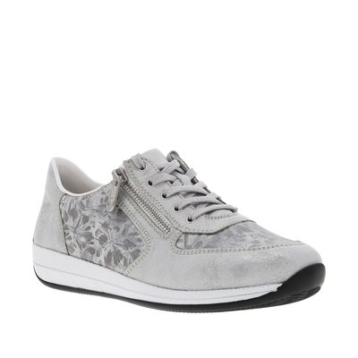Baskets basses marine avec lacets plats blancs aux bordures noires RIEKER
