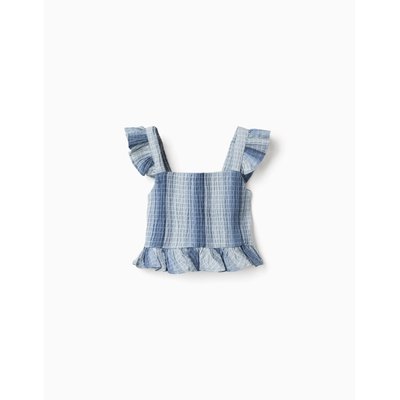 Blouse en coton sans manches à rayures et à volants ZIPPY