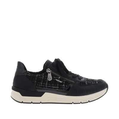 Baskets running noires avec semelle à talon plat et fils brillants incrustés RIEKER