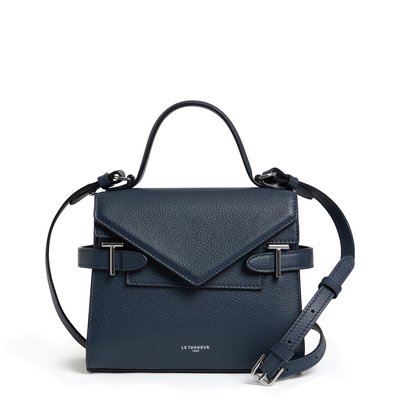 Sac à main double rabat petit modèle en cuir grainé EMILIE LE TANNEUR