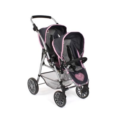 Le buggy Twinny pour poupées, Mélange bleu foncé - anthracite BAYER CHIC 2000