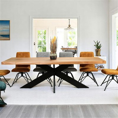 Table extensible 240 cm chêne massif pied central PALERME PIER IMPORT