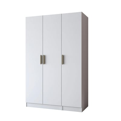 Armoire penderie blanche 3 portes à poignées verticales BYRON PIER IMPORT