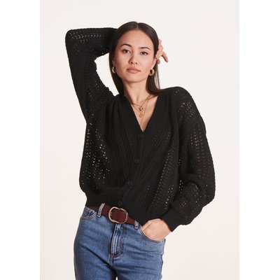 Gilet col V en maille crochet LA FEE MARABOUTEE
