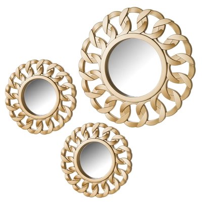 Set de 3 miroirs ronds or champagne 39x2x39cm WADIGA