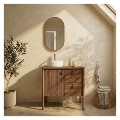 Meuble vasque 80cm sur pieds placage chêne vasque à poser JOY MOB IN