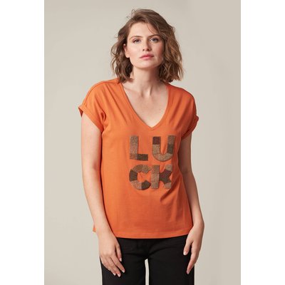 T-shirt manches courtes motif brodé en perles LOCKY DEELUXE