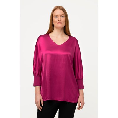 Blouse en satin à col en V et manches ULLA POPKEN