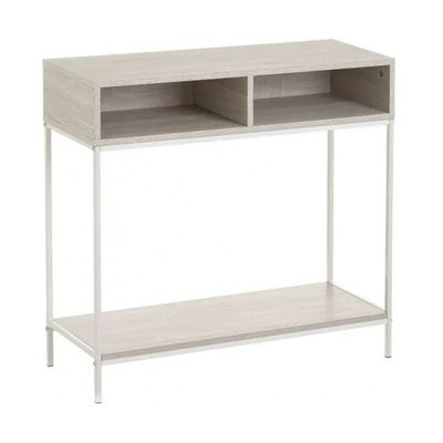 Console d'Entrée en Bois Grisé et Métal Blanc à 2 Casiers WADIGA