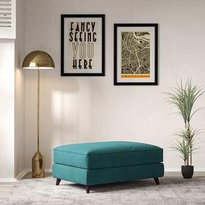 Amelia Soft Brushed Footstool with Dark Wood Legs ÉDITÉ
