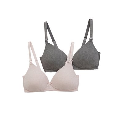 2 soutiens-gorge grossesse et allaitement rembourré en coton stretch VERTBAUDET
