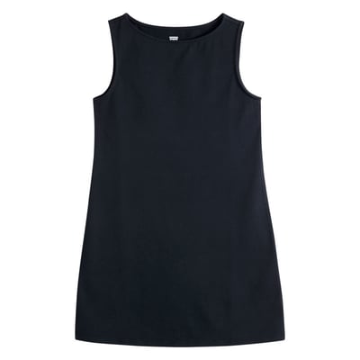 Robe courte en coton mélangé noire uni avec une coupe droite et un col rond LEVI'S