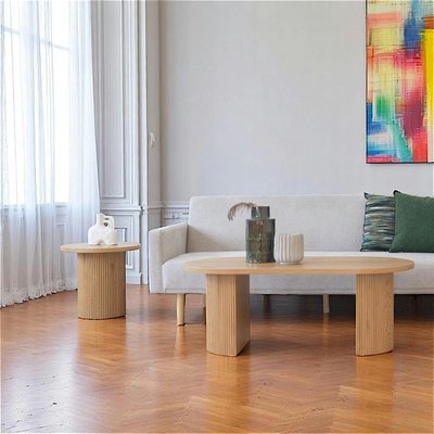 Table basse ovale effet bois blond MATERA PIER IMPORT