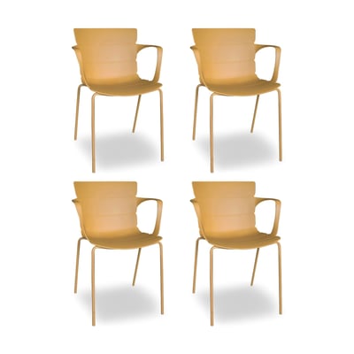 Lot de 4 fauteuils de table en polypropylène et métal, MONTAUK NOW'S HOME