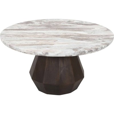 table basse ronde en marbre et bois de manguier  élégant RECOLLECTION
