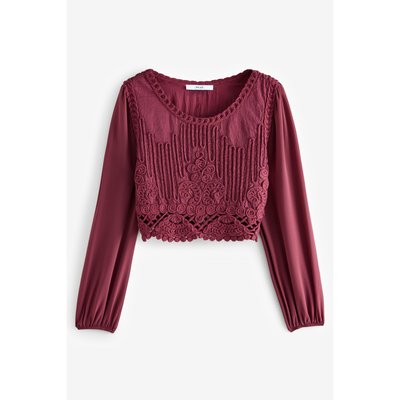 Haut en maille mélangée de tissu et crochet NEXT