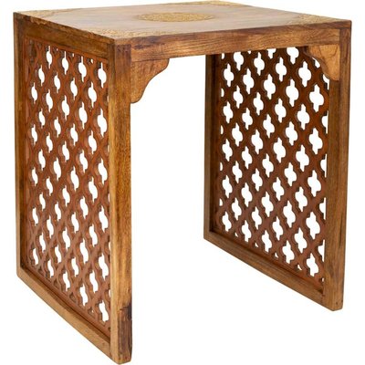 tabouret en bois naturel finition brûlée style artisanal RECOLLECTION