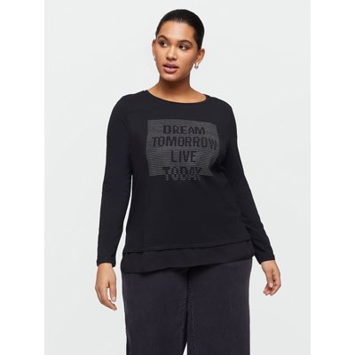 T-shirt avec inscription en petits strass FIORELLA RUBINO