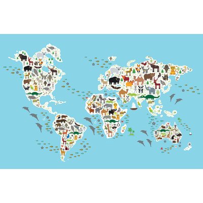 Tableau carte du monde animaux HEXOA