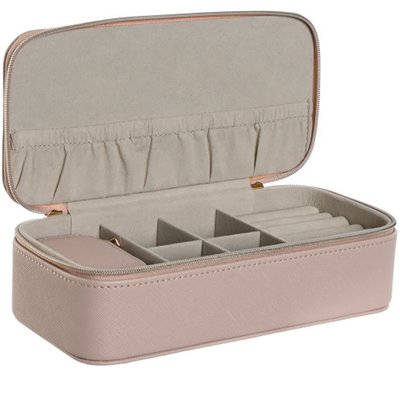 Boîte à bijoux de voyage rose pâle 20.5x10x6cm WADIGA