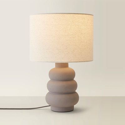 Bubble Stack Ceramic Stoneware Table Lamp with Linen Shade SO'HOME