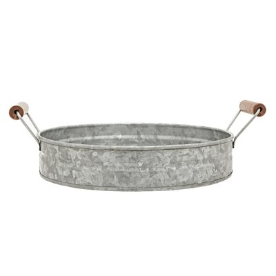 Galvanised Steel Tray with Wooden Handles SO'HOME