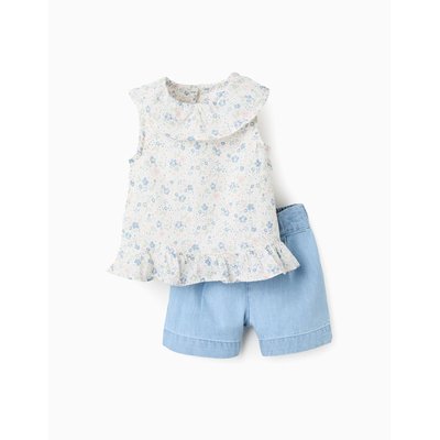 Top Floral + Short en Jean en Coton ZIPPY